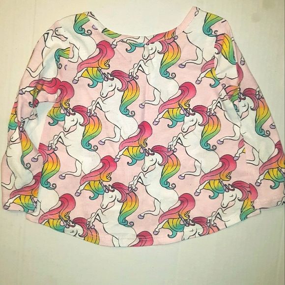 NWT The Children's Place infant Girls Rainbow Pink Unicorn Long Sleeve Top☆6-9mo - Picture 3 of 8